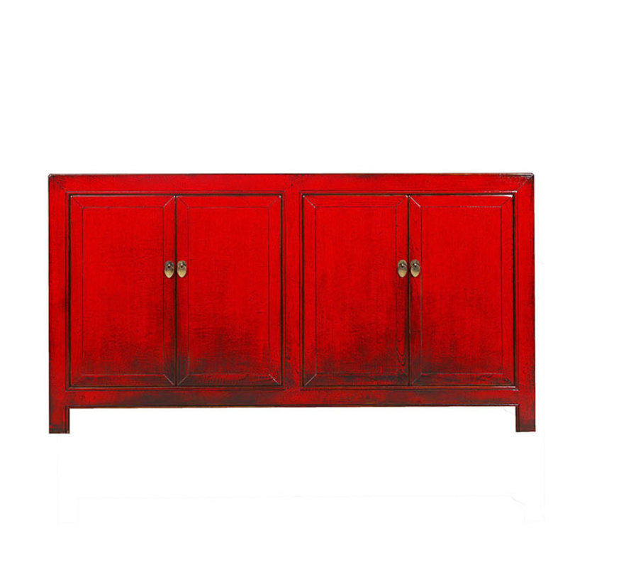 chinesisches Sideboard Fernsehtisch Kommode 4 Türen rot