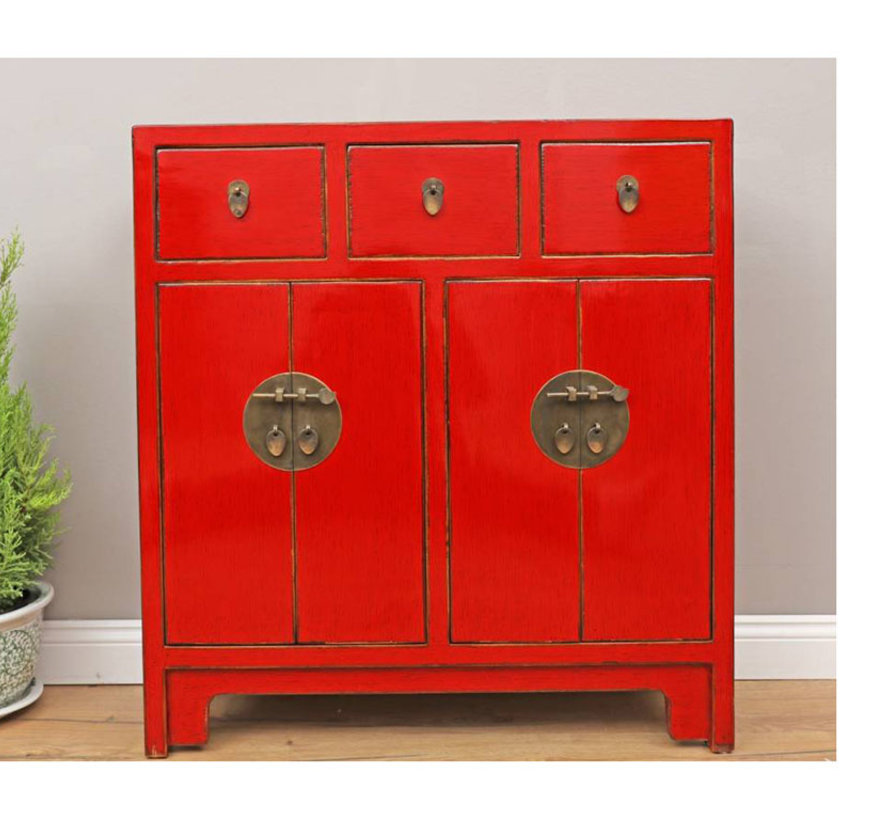 Chinese Dresser 3 Drawer 4 Doors Red Yajutang Mobel Gmbh