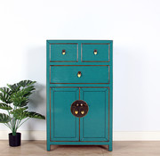 Yajutang Chinese dresser cupboard 3 doors turquoise