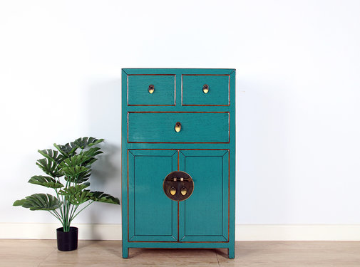 Yajutang Chinese dresser cupboard 3 doors turquoise