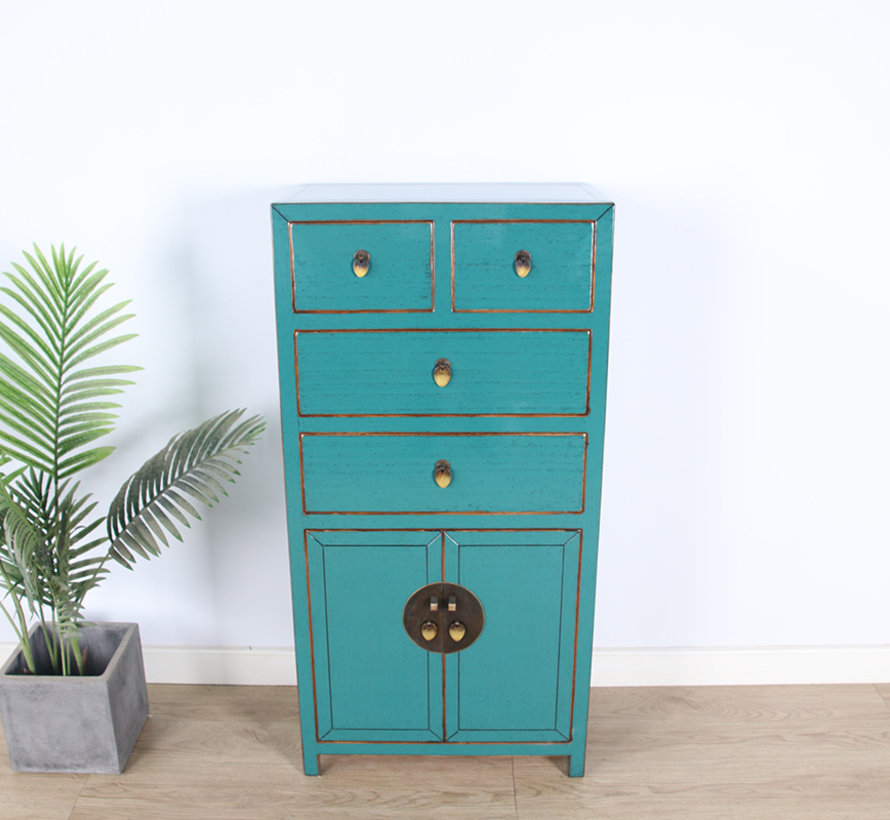 Chinese dresser sideboard 4 Schubladen 2 doors turquoise RAL5018