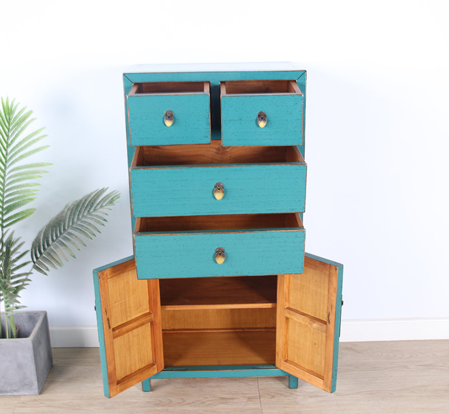 Chinese dresser sideboard 4 Schubladen 2 doors turquoise RAL5018