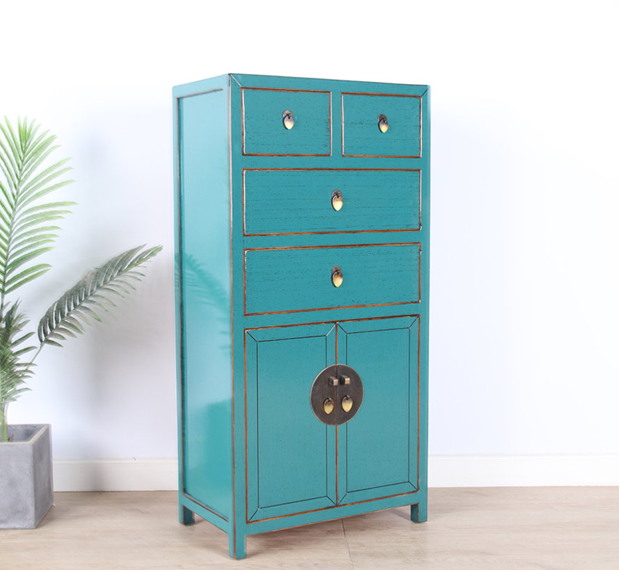 Chinese dresser sideboard 4 Schubladen 2 doors turquoise RAL5018