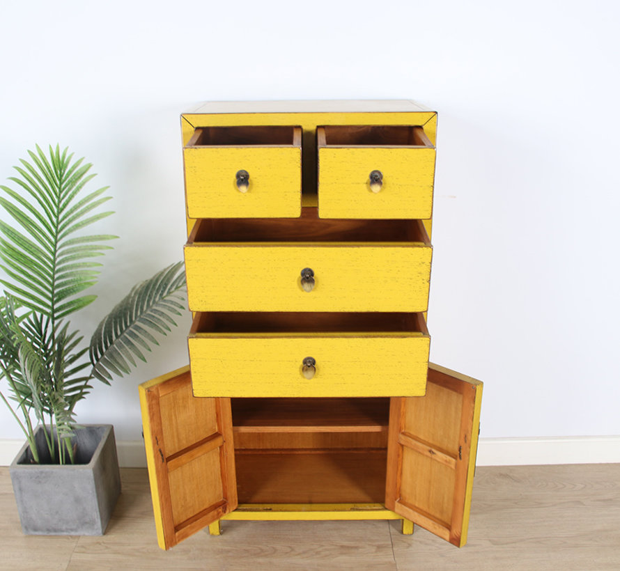 Chinese dresser sideboard 4 Schubladen 2 doors yellow