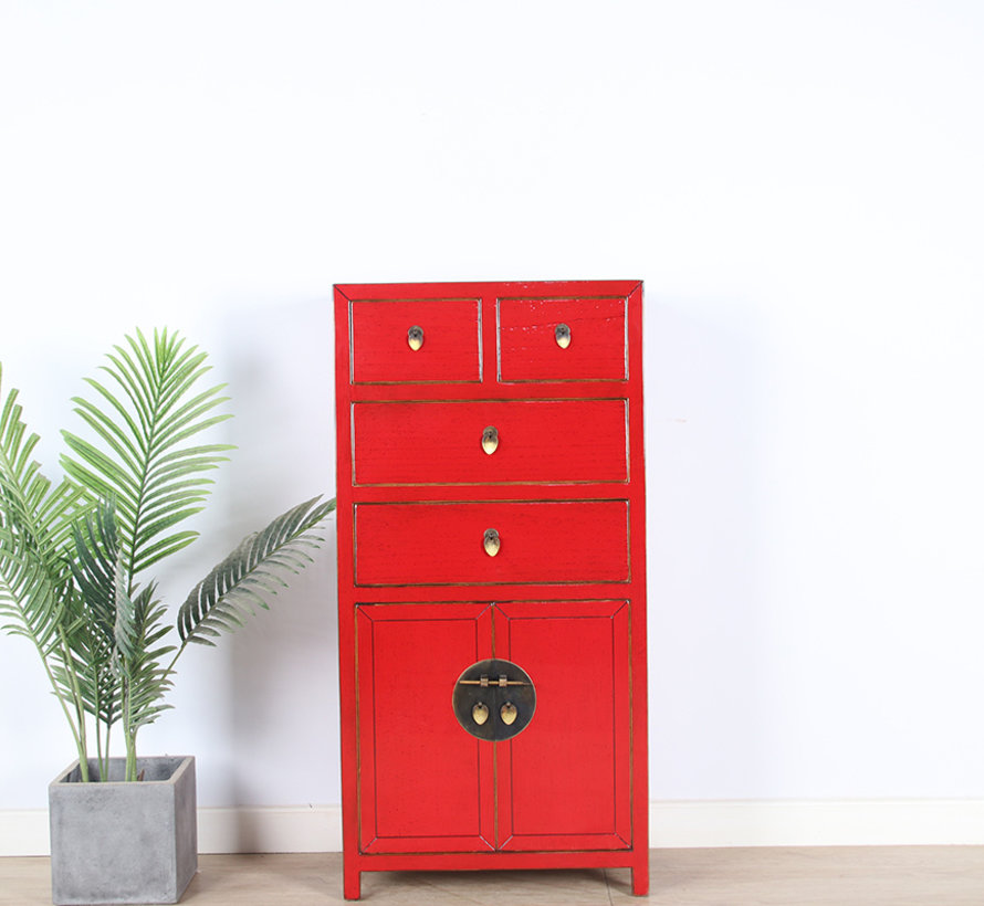 chinesische Kommode Sideboard 4 Schubladen 2 Türen rot