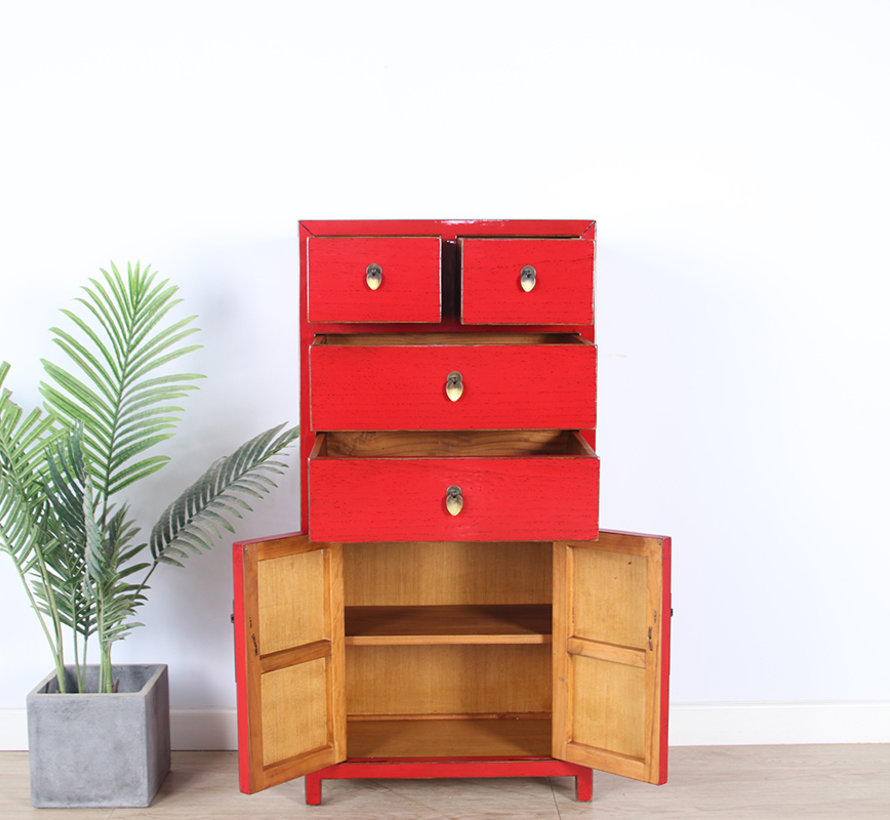 Chinese dresser sideboard 4 Schubladen 2 doors red