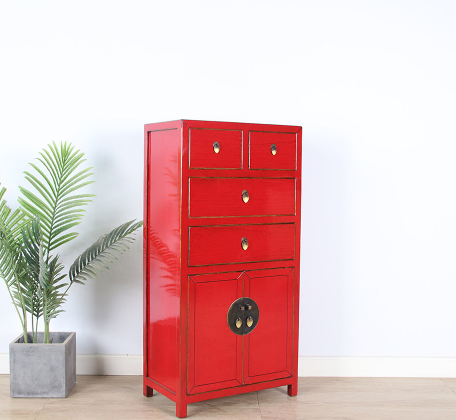 chinesische Kommode Sideboard 4 Schubladen 2 Türen rot