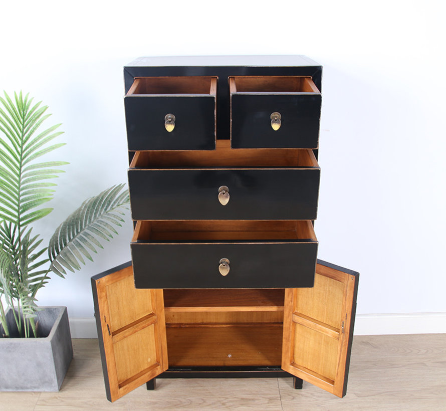 Chinese dresser sideboard 4 Schubladen 2 doors black