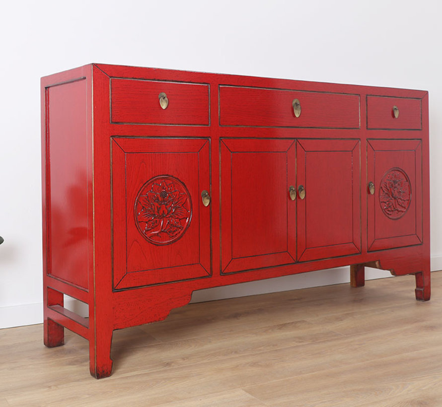 Chinese sideboard TV table chest of 4 doors red