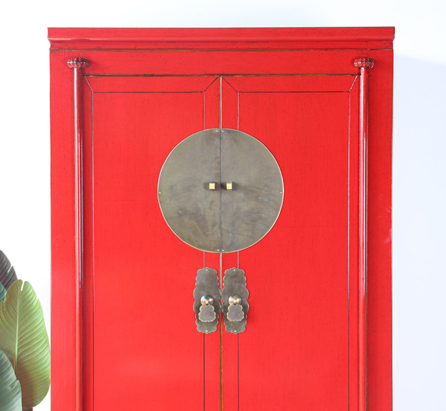 Chinese wedding cabinet solid wood 2 doors wardrobe red