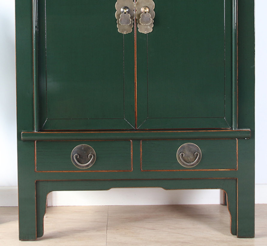 Chinese wedding cabinet solid wood 2 doors wardrobefir-green
