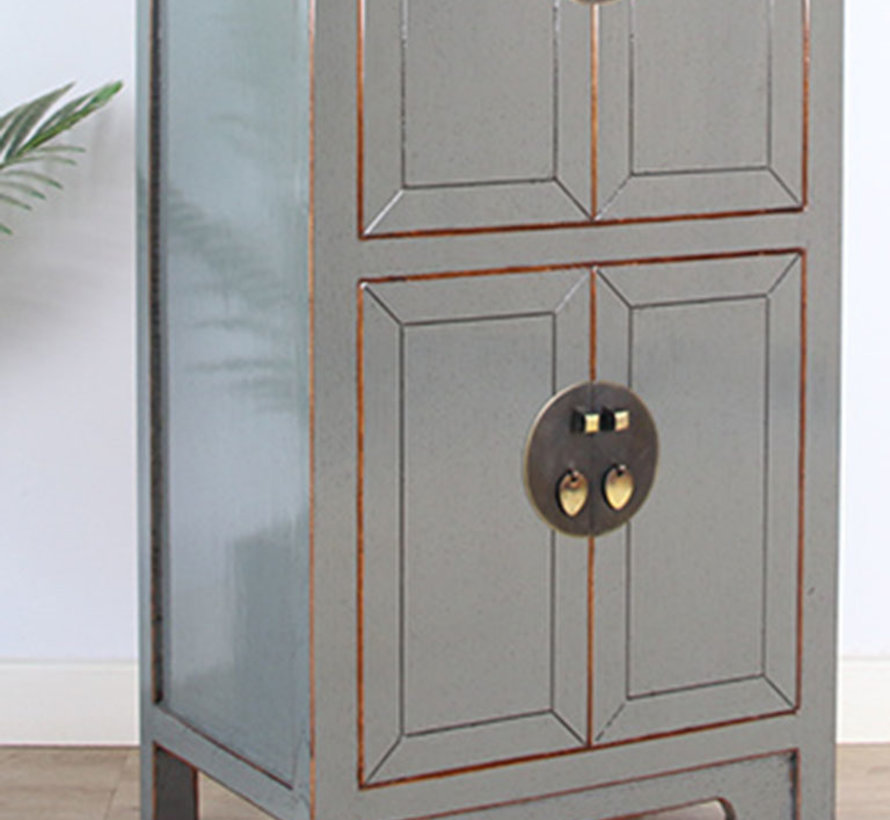 Chinese wedding cabinet 6 doors solid wood gray