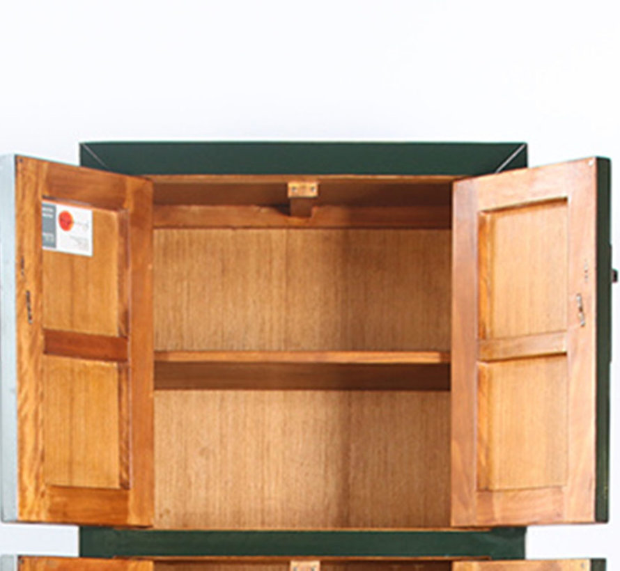 Chinese wedding cabinet 6 doors solid wood fir-green