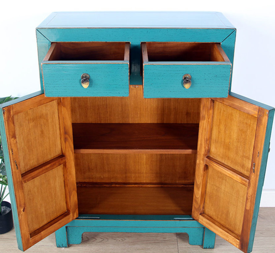 Chinese chest of drawers Oriental / Asian style turquoise RAL5018