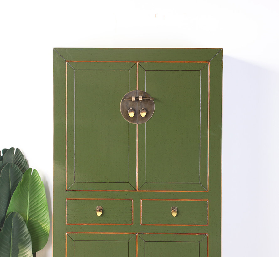 Chinese dresser wedding cabinet solid wood olive green