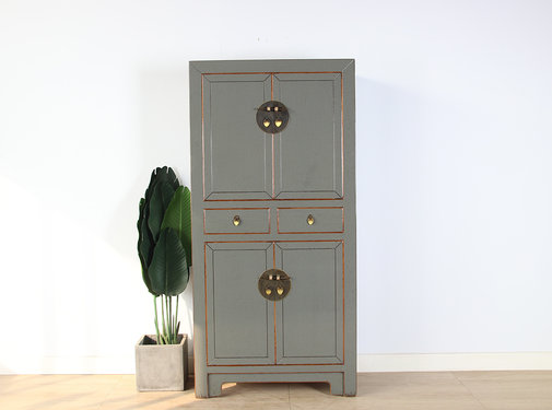 Yajutang Chinesische Hochzeitschrank grau RAL7005