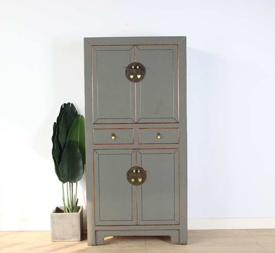 Chinese dresser wedding cabinet solid wood  gray