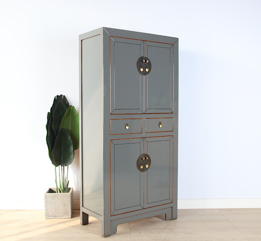 Chinese dresser wedding cabinet solid wood  gray