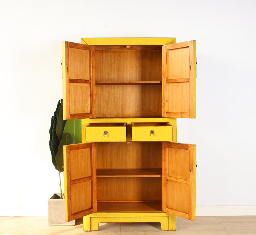 Chinese dresser wedding cabinet  solid wood yellow