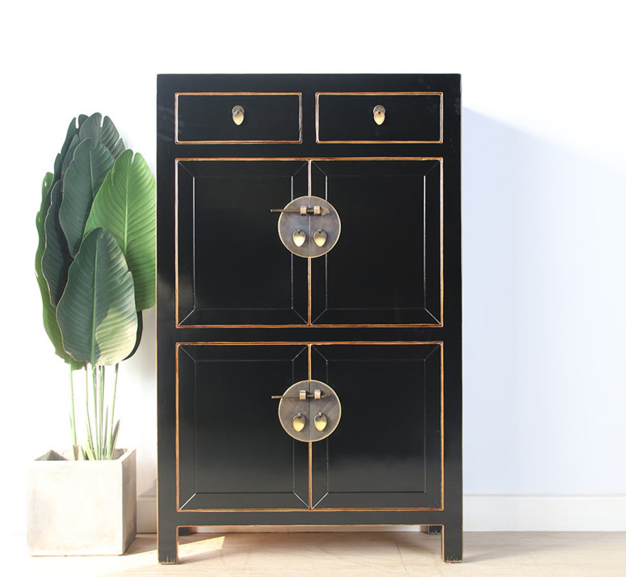 Chinese dresser shoe cabinet closet solid wood black