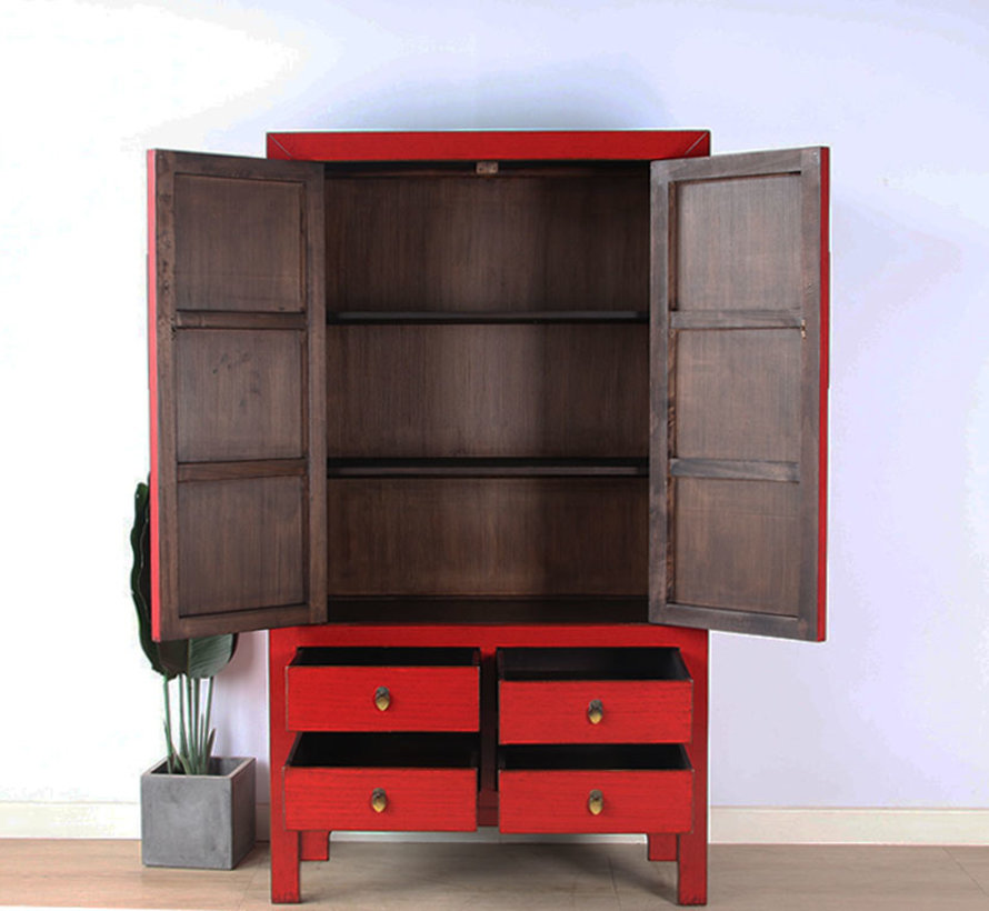 Chinese wedding cabinet 2 doors 4 drawers red