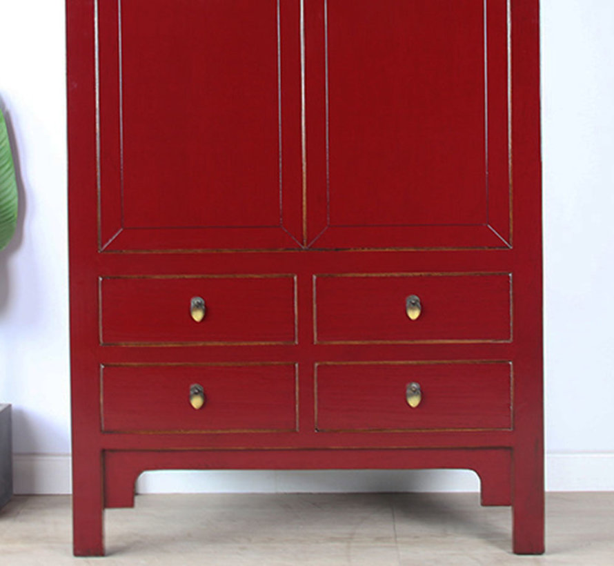 Chinese wedding wardrobe 2 doors 4 drawers purple red RAL3004