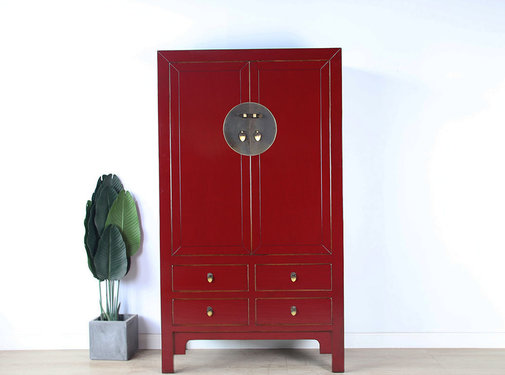 Yajutang Chinesischer Hochzeitsschrank purpurrot RAL3004
