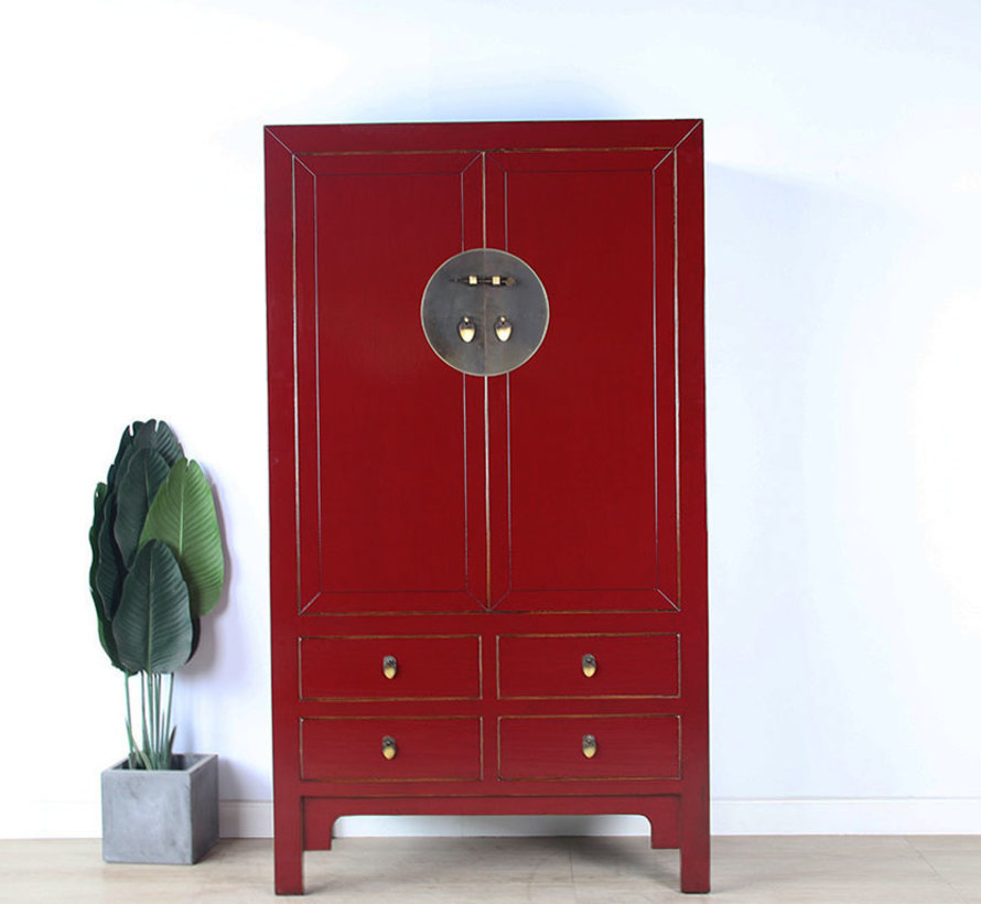 Chinese wedding wardrobe 2 doors 4 drawers purple red RAL3004