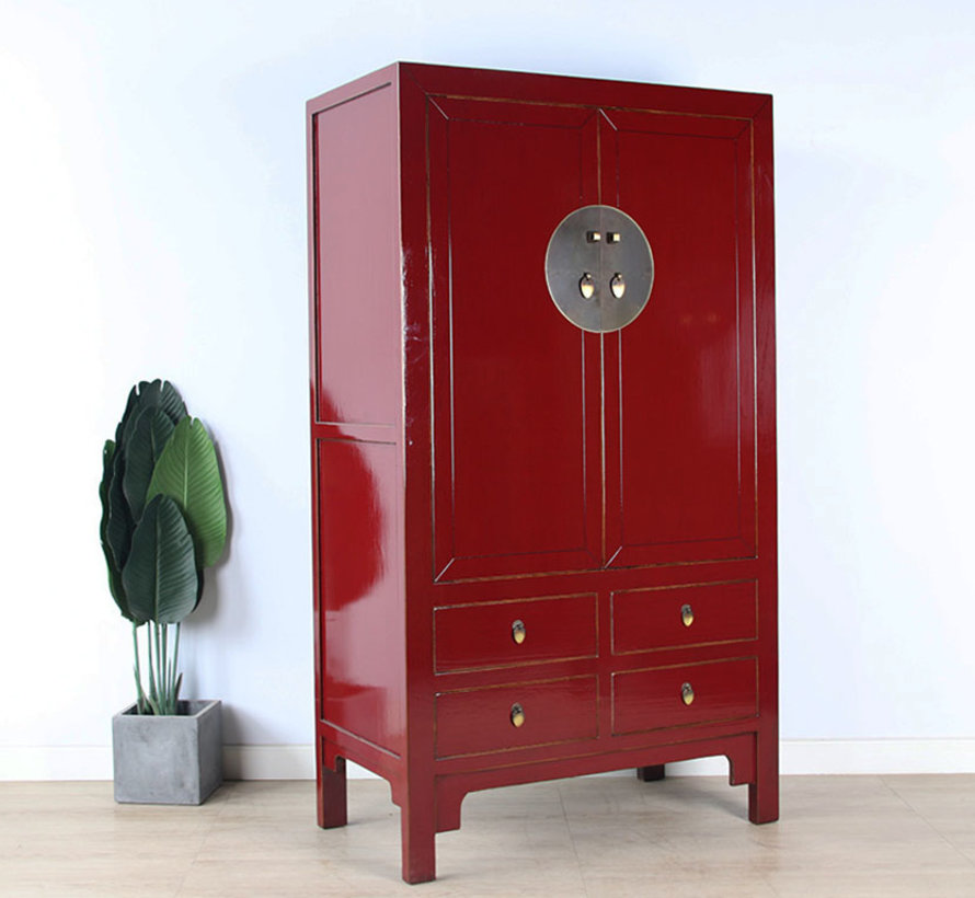 Chinese wedding wardrobe 2 doors 4 drawers purple red RAL3004