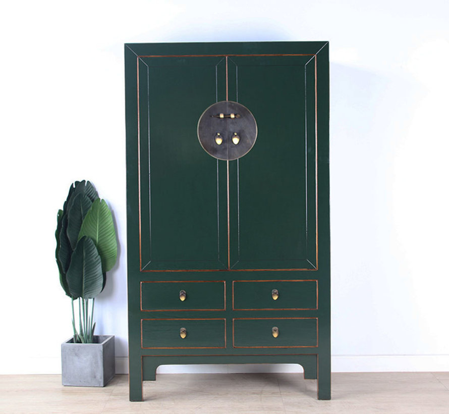 Chinese wedding cabinet 2 doors 4 drawers fir-green