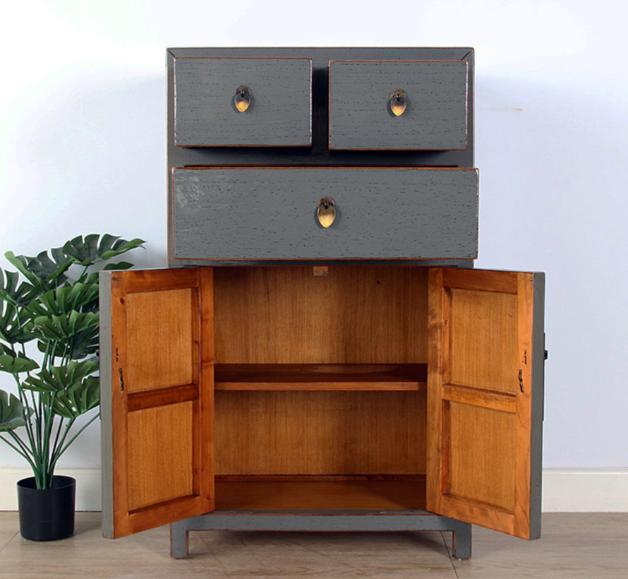 Chinese dresser sideboard 3 Schubladen 2 doors  gray RAL7005