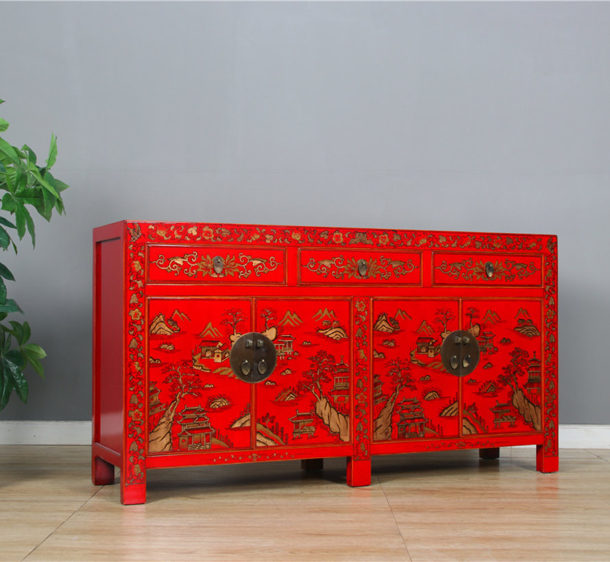 beautiful sideboard with hand gilt painting landscape