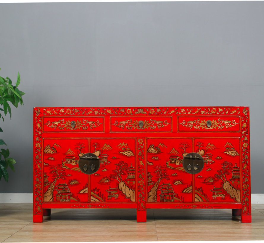 wunderschönes Sideboard mit Handvergoldung Bemalung landschaft