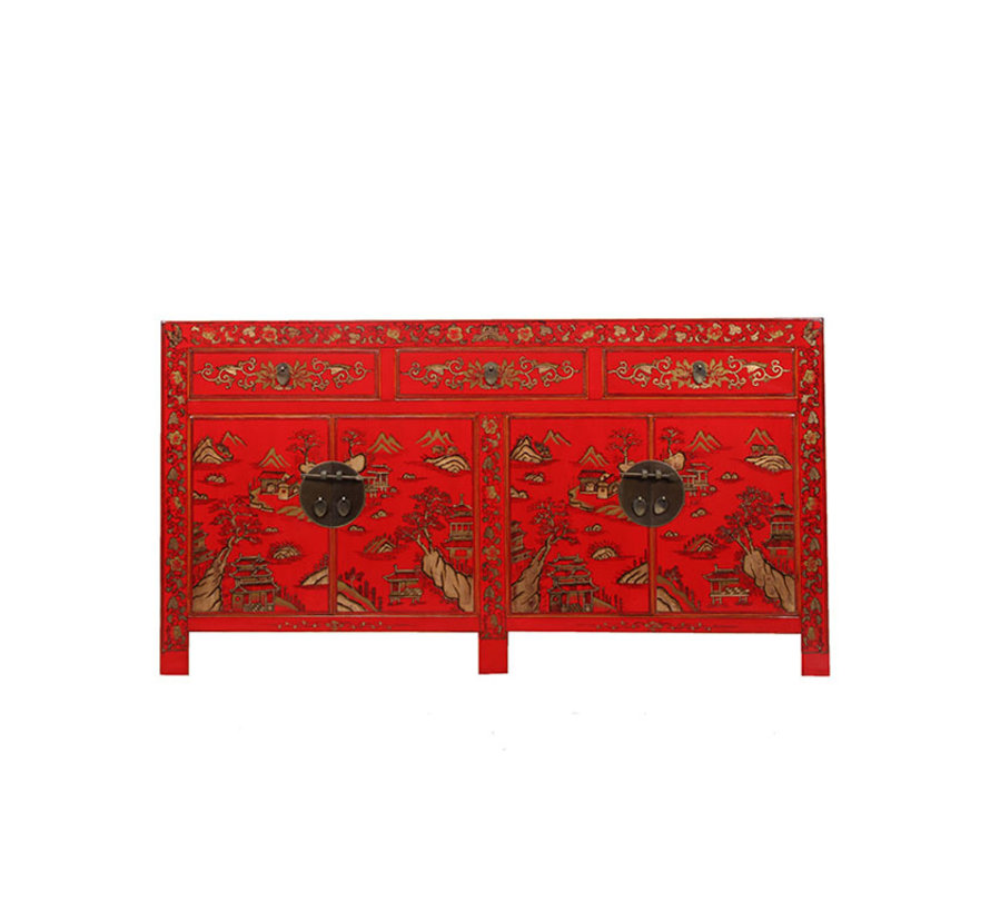 beautiful sideboard with hand gilt painting landscape