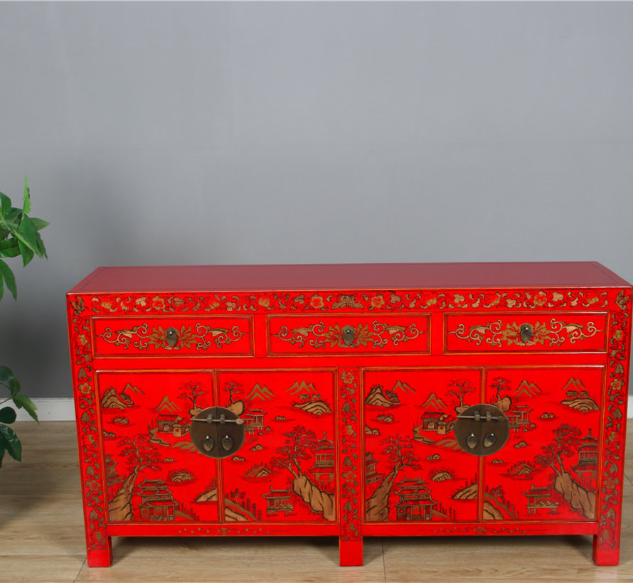 beautiful sideboard with hand gilt painting landscape