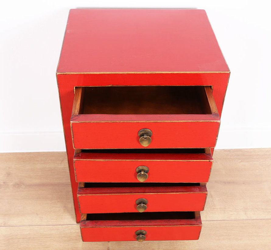 Chinesische Kommode chinesischer Nachtschrank Massivholz China rot