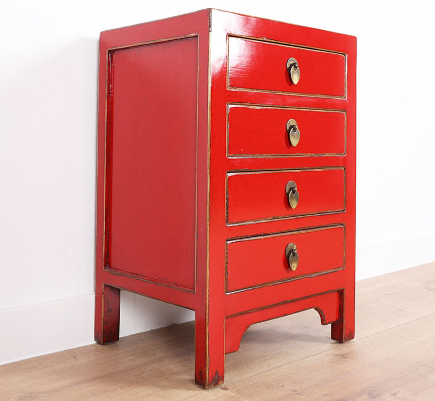 Chinesische Kommode chinesischer Nachtschrank Massivholz China rot