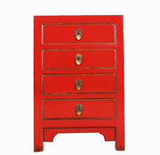 Yajutang red bedside table & natural wood edges