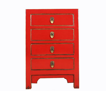 Yajutang rot Nachtschrank mit Naturholz Kanten