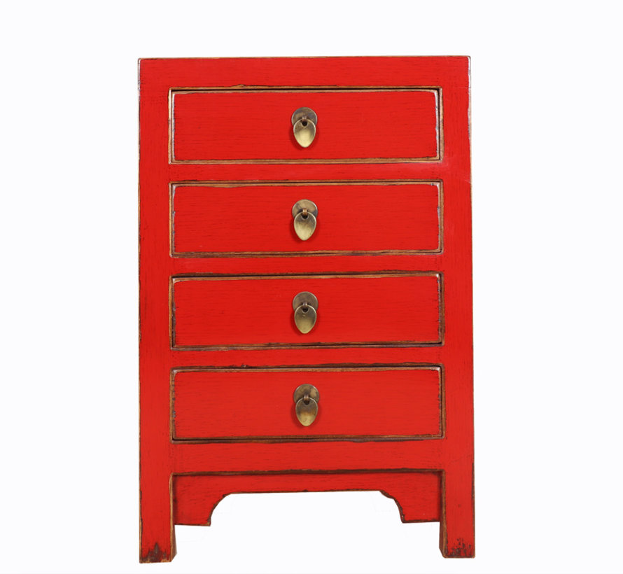 Chinesische Kommode chinesischer Nachtschrank Massivholz China rot