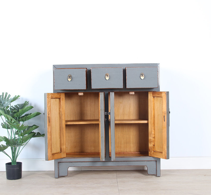 Chinese dresser 25 cm Deep Oriental / Asian style gray  RAL7005