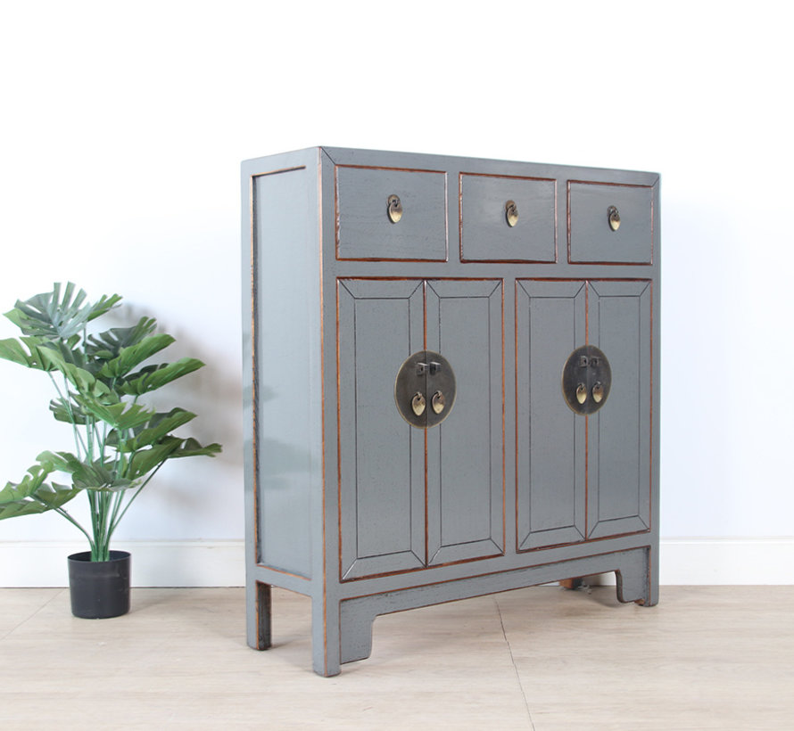 Chinese dresser 25 cm Deep Oriental / Asian style gray  RAL7005