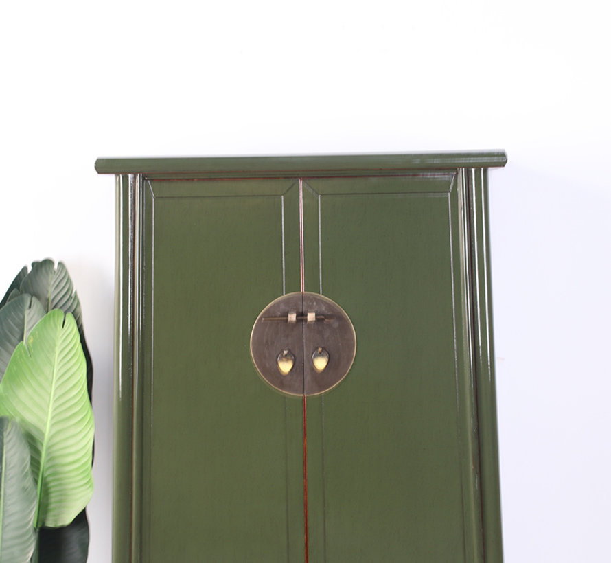 Chinese wedding cabinet 2 doors oliv green