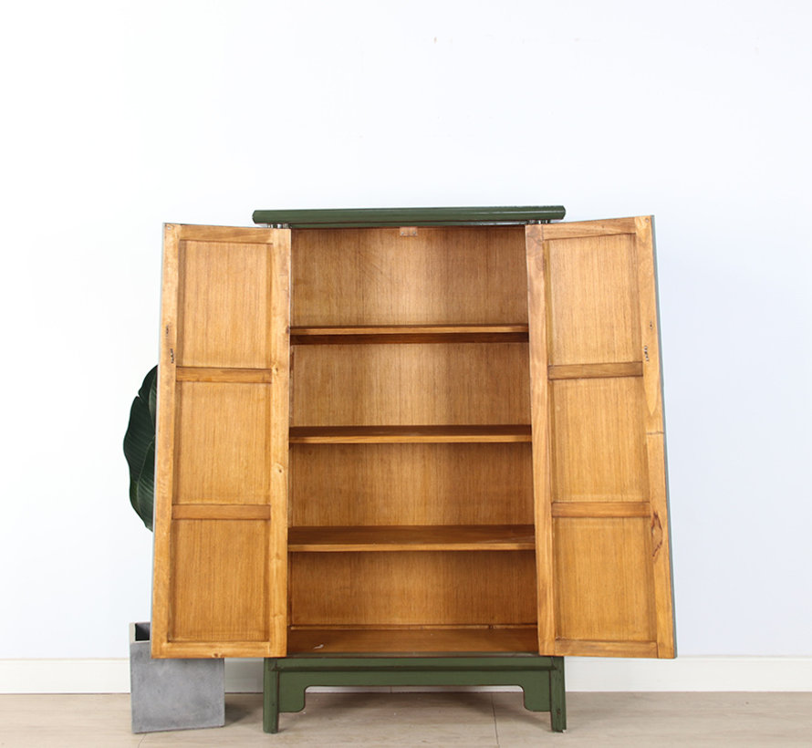 Chinese wedding cabinet 2 doors oliv green