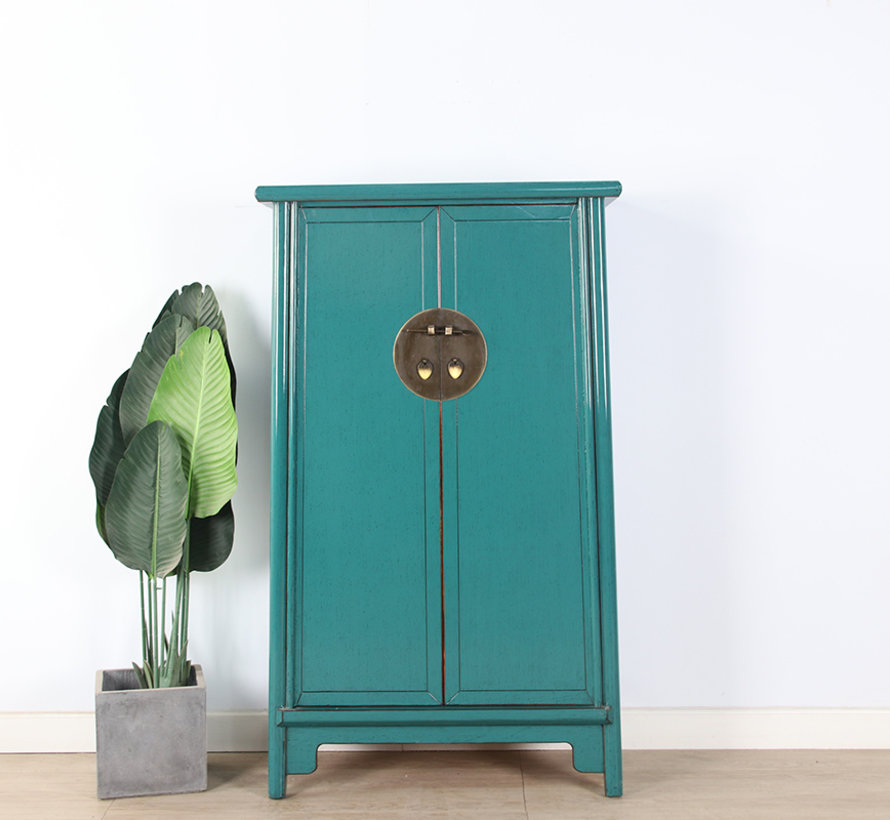 Chinese wedding cabinet 2 doors turquoise