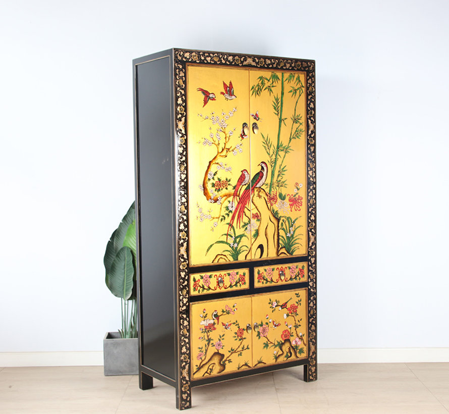 Wedding cabinet hand painted  Phönix luckyblack gold