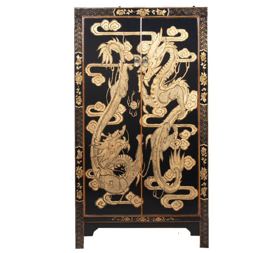 Cabinet with hand painting dragons black