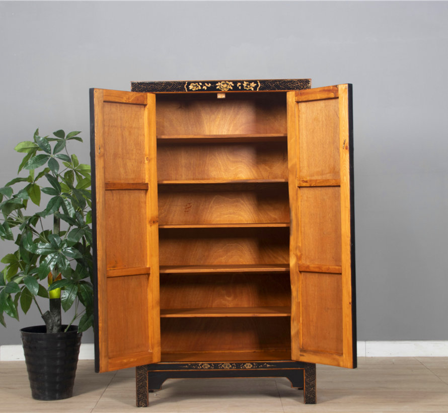 Cabinet with hand painting phoenix black