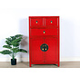 chinesische Kommode Sideboard 3 Schubladen 2 Türen rot