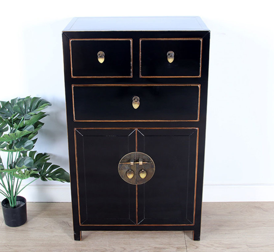 Chinese dresser sideboard 3 Schubladen 2 doors black